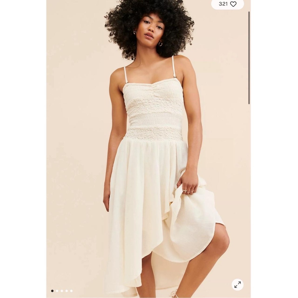 Free People Sparkling Drop Waist Cream A-Line Dress Large